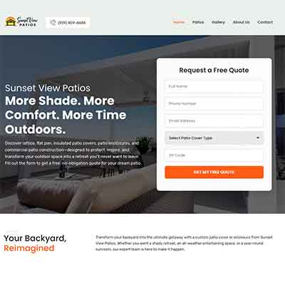 New Website Design Sunset View Patios